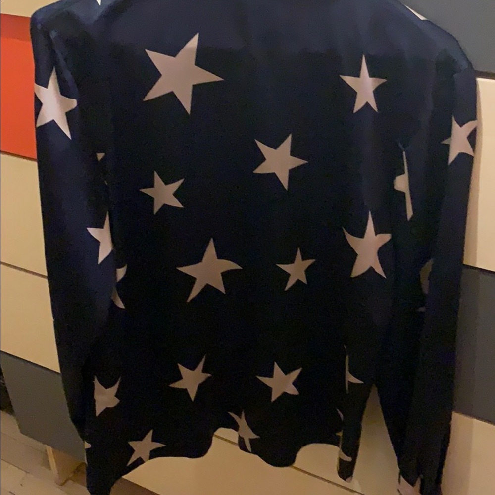 Blue and Gold Star silk blouse. - Picture 2 of 5
